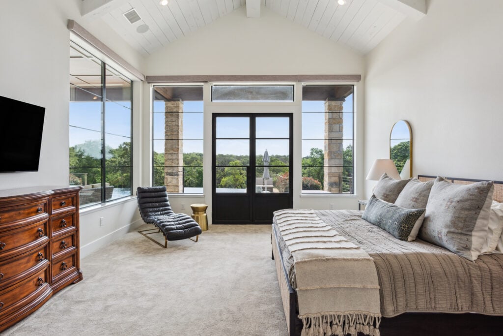 Primary Bedroom in Luxury Custom Home by Mosaic Homes in Belton, TX