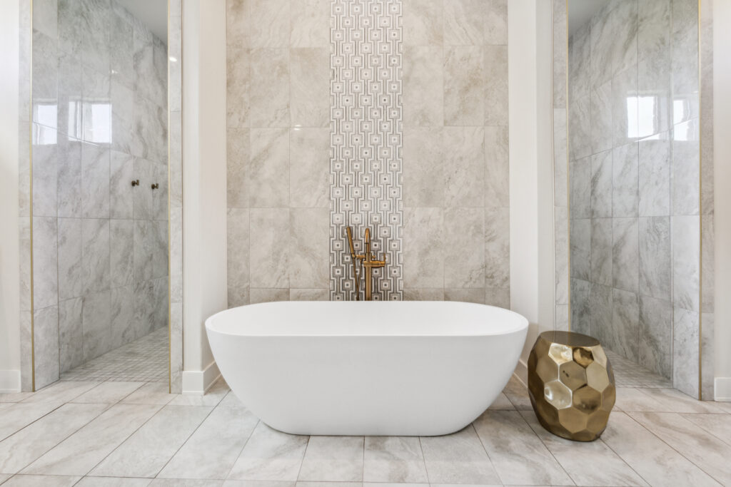 Primary Bathroom in Luxury Custom Home by Mosaic Homes in Belton, TX